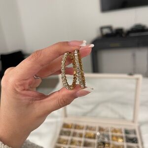 Gold Tone Bezel Hoops